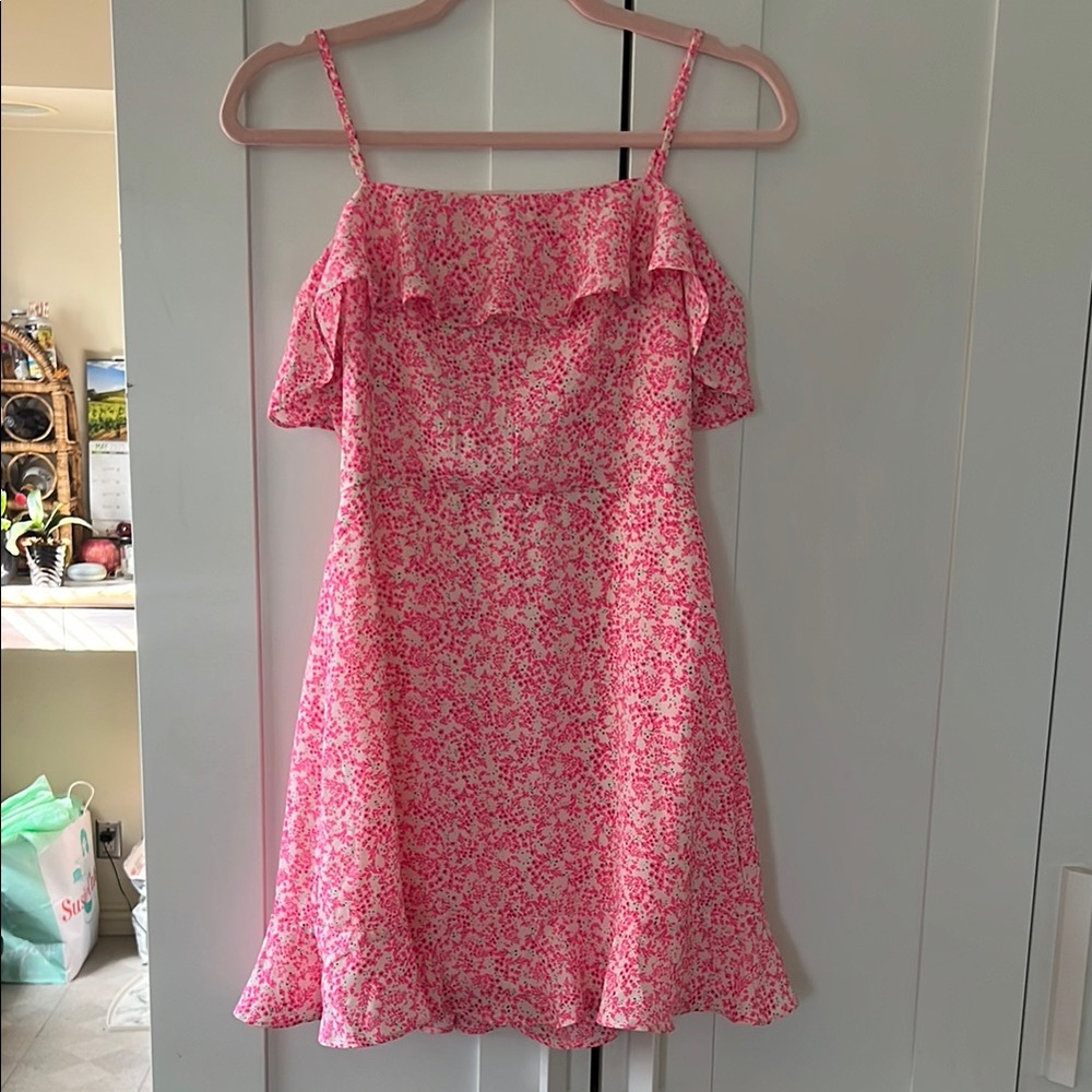 Row A Pink Floral Ruffle Mini Dress